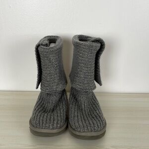 UGG Classic Cardy boots women 9 gray long fold over button sweater butto…